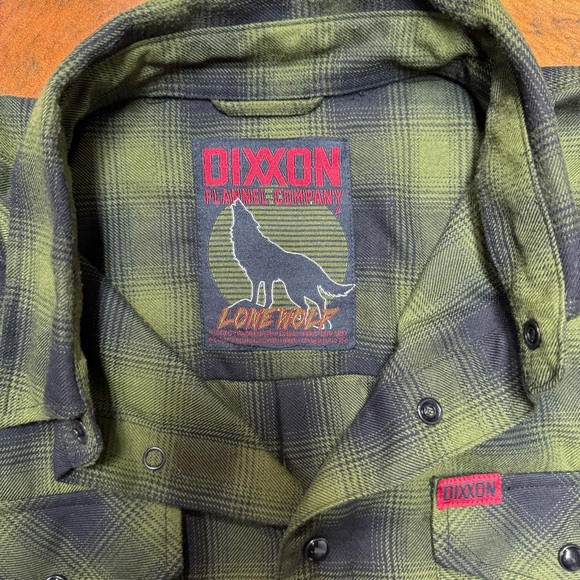 Dixxon Lone Wolf Green Plaid Button-Up Flannel Shirt - Picture 3 of 6